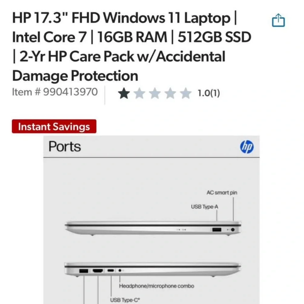 HP Envy 17.3” laptop intel core i7 16g RAM